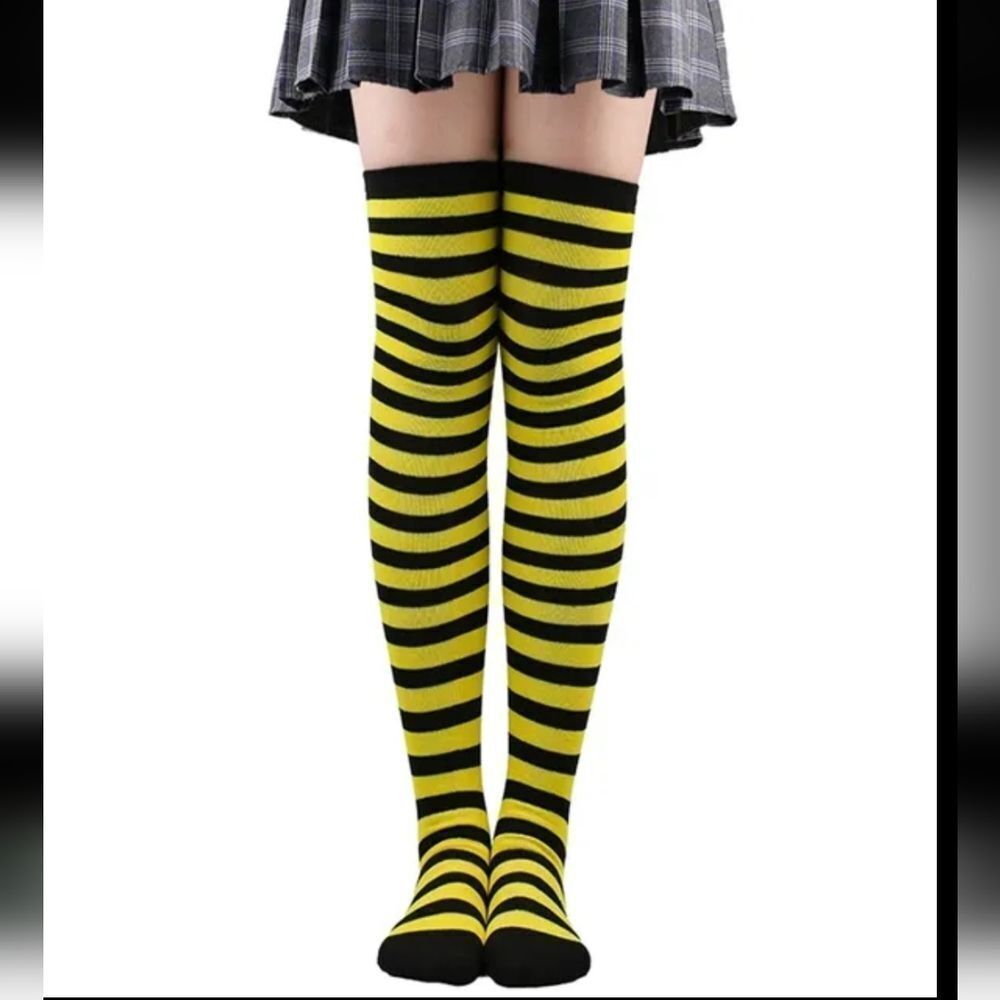 NWOT Black & Yellow Tall Striped Socks